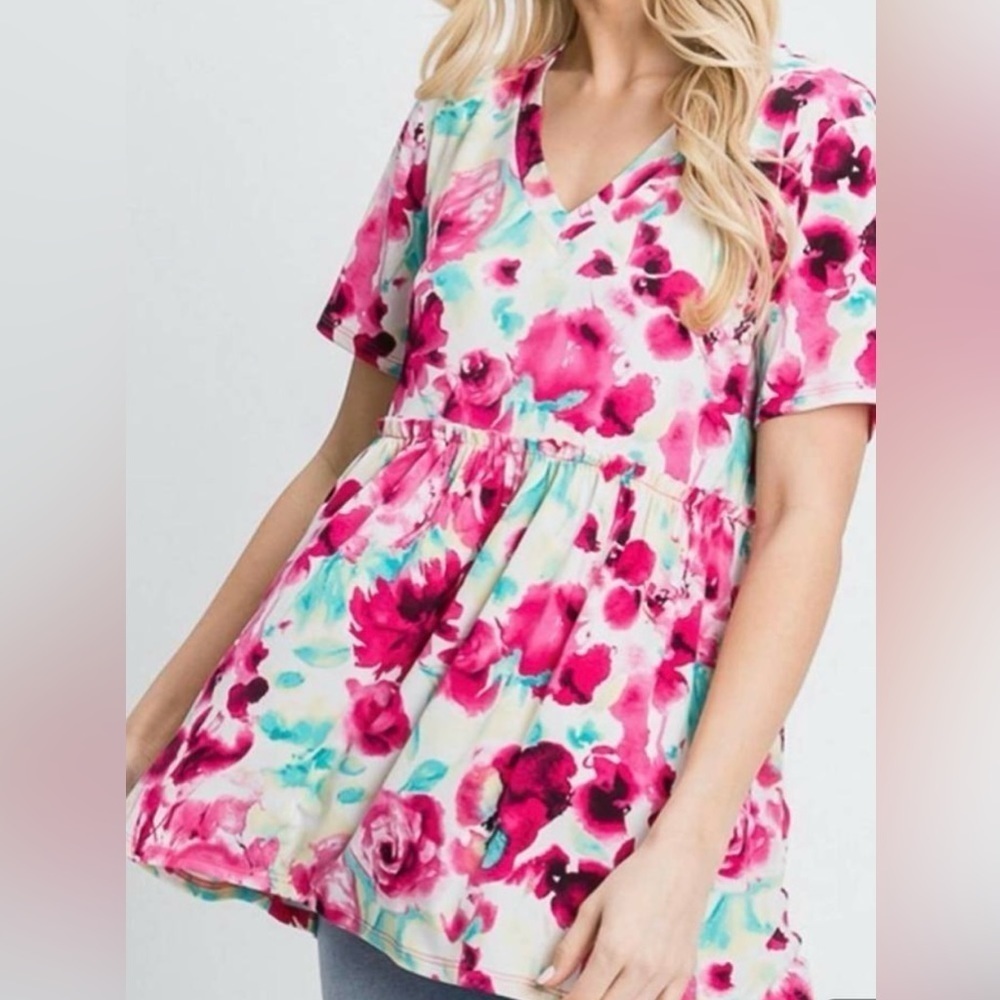 Hazel Blues Joleen Floral Baby Doll Womens Size Large Top